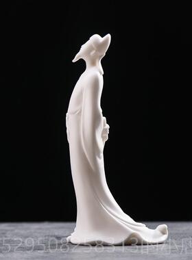 高档意手白瓷工艺品陶瓷意诗仙创李白古代诗人禅书房客厅玄关家居