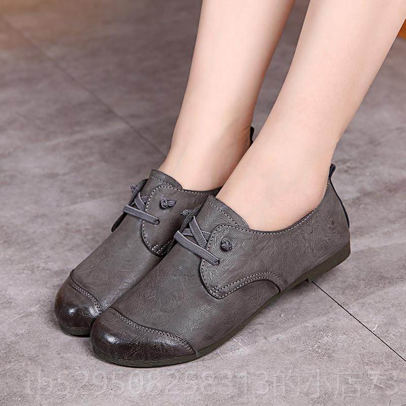 高档子女2024新款春秋季平底单鞋真皮中鞋老年妈妈鞋舒适软休闲女,淘宝优惠券,粉丝福利购,淘宝优惠卷