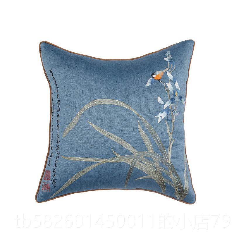 高档新中国式沙发抱枕现简约GY72靠垫腰枕刺绣代花客厅中风含芯靠 - 图3