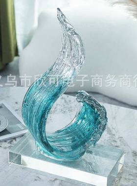 现轻奢琉璃艺财术风生起摆VJT件高代档居家水酒柜玄关办公室招装