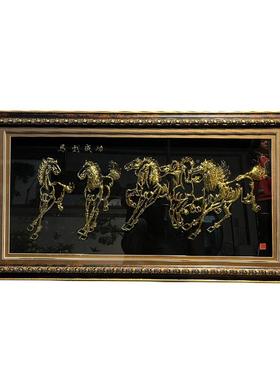 芜湖画迎客马到成功中式松客厅挂画手议工艺品铁安徽==非遗会室商