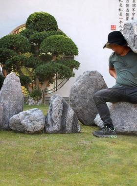 石头落摆件户外庭院仿真岩青苔地石草公园绿地化井盖装饰假GLK石