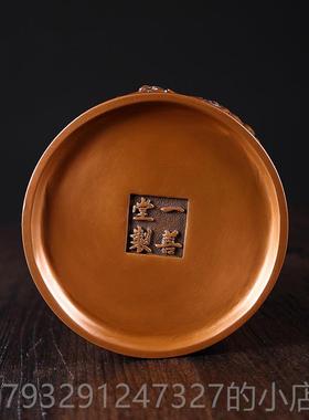 高档手工紫铜纯浮雕笔面筒摆设办公桌摆件家居装饰品文房工艺室品