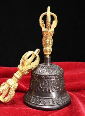 尼泊尔手工铜制法器五股两色手摇铃响铜法铃铃铛金刚铃杵