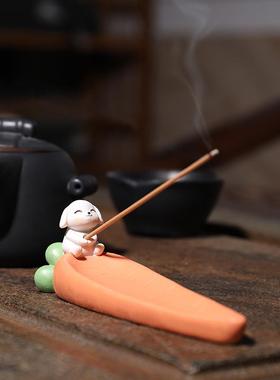 如果创意卡通熊猫香插盘树脂香插香炉室内家居茶几桌面装饰品摆件