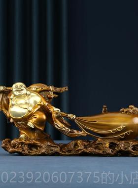 正品铜祥 黄铜纳福布袋弥勒佛摆摆件家居装厅饰品客办公室工艺欣