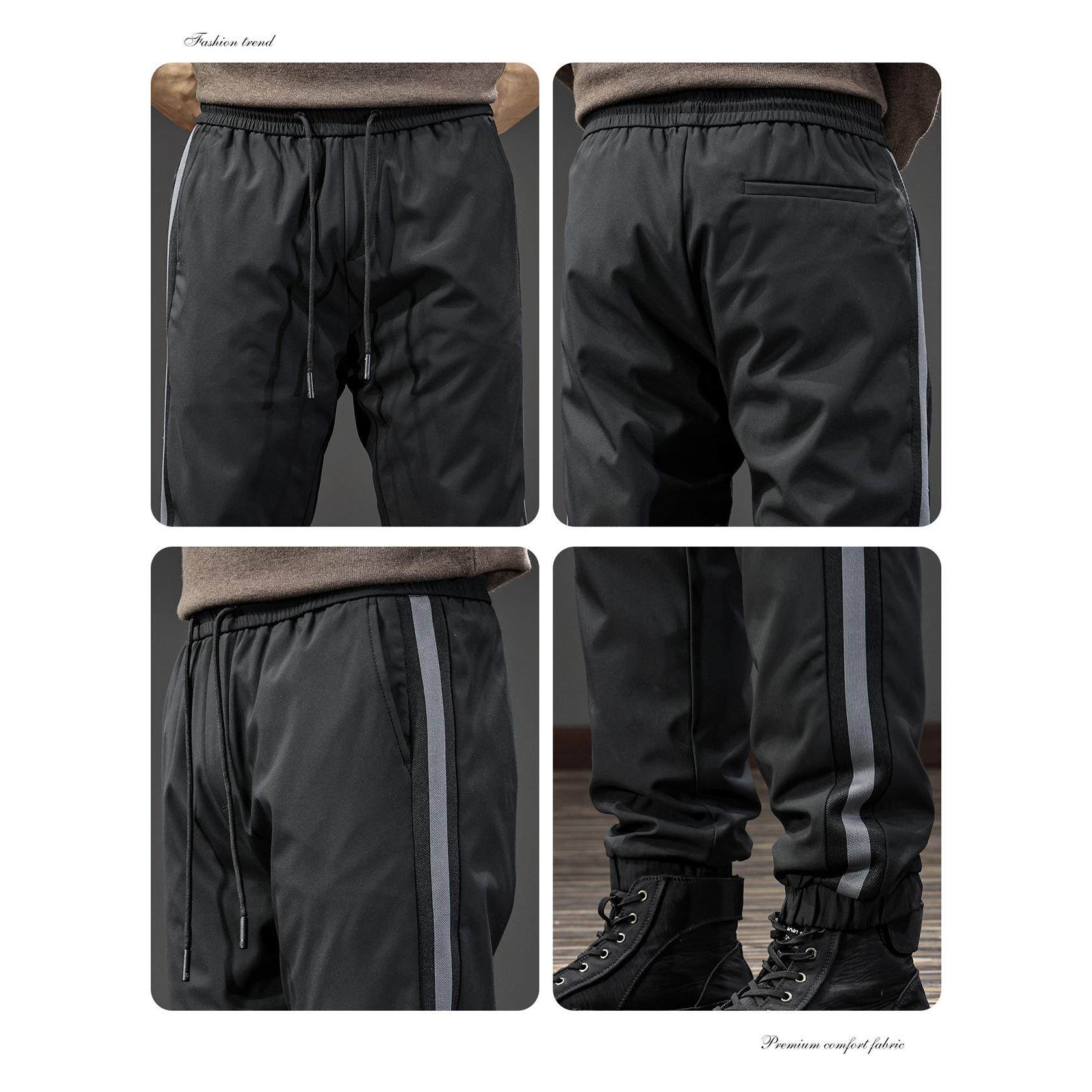 2025冬季新款90鹅绒条纹羽绒裤男加厚保暖休闲棉裤运动束脚长裤潮,淘宝优惠券,粉丝福利购,淘宝优惠卷