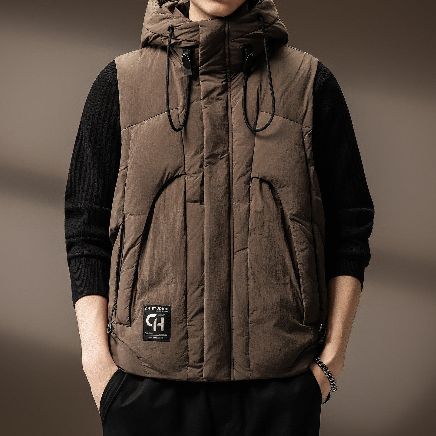 高端连帽棉马甲男士冬季新款加厚保暖坎肩潮牌休闲工装背心外套男,淘宝优惠券,粉丝福利购,淘宝优惠卷