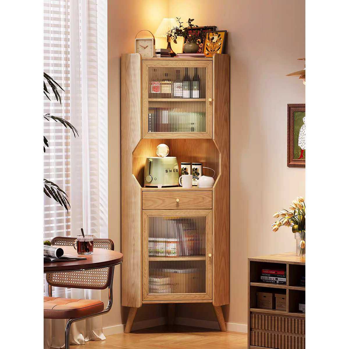 实木转角置物架墙角边角柜卧室收纳柜客厅餐边柜三角形书房角落柜,淘宝优惠券,粉丝福利购,淘宝优惠卷