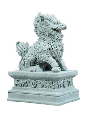石狮子一对镇宅家用摆件镇家之宝神兽麒麟公母一对鱼缸造景