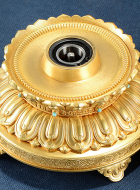铜电动转轮彩珠镶嵌转筒家用转动金桶桌面摆件