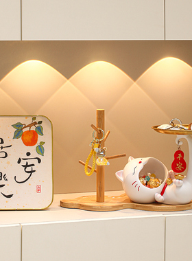 创意招财猫入户玄关钥匙收纳摆件客厅鞋柜电视柜饰品乔迁搬家礼物