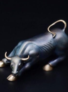 宽和摆件纯黄铜牛气冲天工艺家居饰品办公桌客厅酒柜玄关摆设礼物