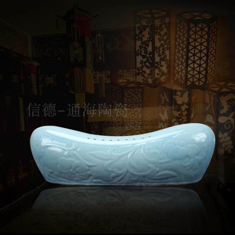 景德镇 瓷枕凉枕头陶瓷枕头保健护理枕仿宋颈椎乔治瓷枕头U型枕头,淘宝优惠券,粉丝福利购,淘宝优惠卷