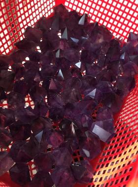 天然紫晶六棱小柱子摆件原石打磨随形石