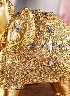 泰国象金银太平吉大象树脂工艺品摆件家居玄关电视柜动物摆件装饰