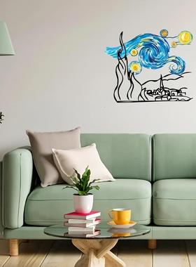 梵高的铁艺壁画，金属彩绘抽象墙艺术，名画墙面装饰挂件