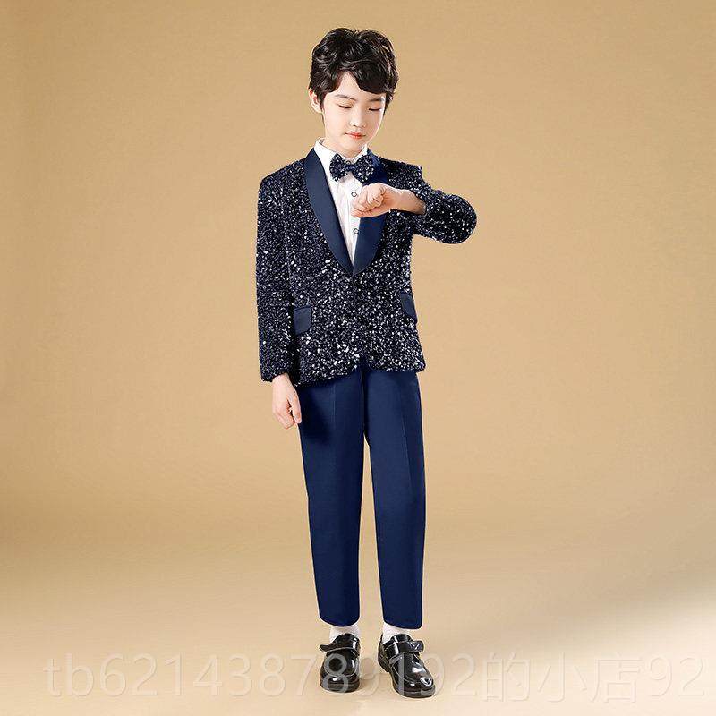 高档小男孩幻子想灰色亮钢孩片琴表演服装男舞台表演服装小西装裤,淘宝优惠券,粉丝福利购,淘宝优惠卷