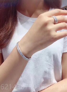 高档卓蝶珠仿钻手9镯25银镀18k白金满钻梯T方宝钻石手纯镯情侣手