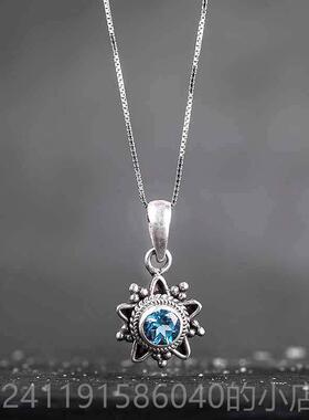 高档尼尔手工92银饰品托帕石手镯吊5坠女泊个性手錬 意覆古民族创