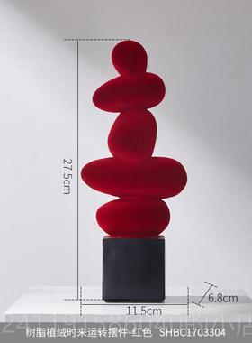 高档轻高档红色风生水起办公室客厅奢电视感柜装品摆件高级饰喜庆