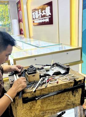 高档999银手镯女来料加纯工三面吉言旧开口实心银宽镯子足以换新