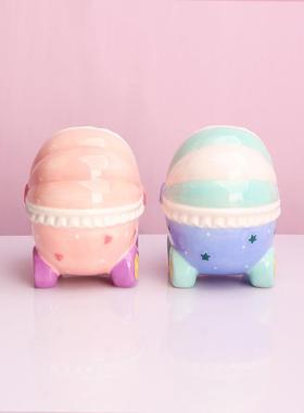 大号创意陶瓷婴儿车摆件可爱首饰仓鼠金丝熊收纳盒花盆装饰礼品