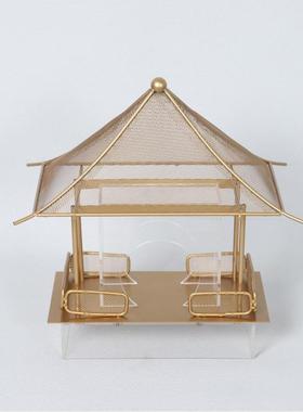 新中式宫殿亭子样板房金属宝塔楼阁凉亭禅摆件售楼处客厅软装家居