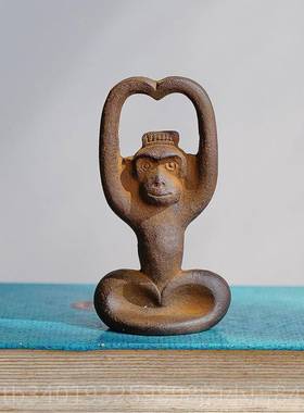 新款铸铁猴 日本进马口南猿部铁器 生肖猴件年摆开瓶器场忠宽文镇