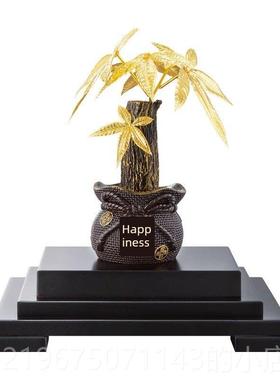 高档箔嘉来高端摆件金发财宝树开业乔迁品礼客厅酒柜茶室办公室装