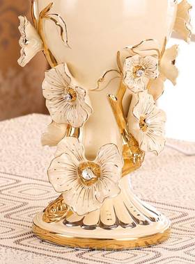 高档欧式陶台灯卧室床瓷头灯温馨浪漫实欧式客厅用居装饰品创意台