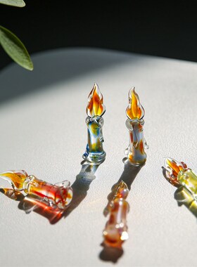 七隐 纯手工玻璃蜡烛装饰蜡烛摆件复古家居摆件车载摆件