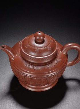 回流旧藏宫灯壶原矿紫泥古董古玩茶壶老紫砂壶客厅摆件