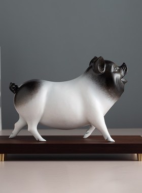 铜之美 铜猪摆件黑色办公室博古架装饰品家居工艺品乔迁新居礼品