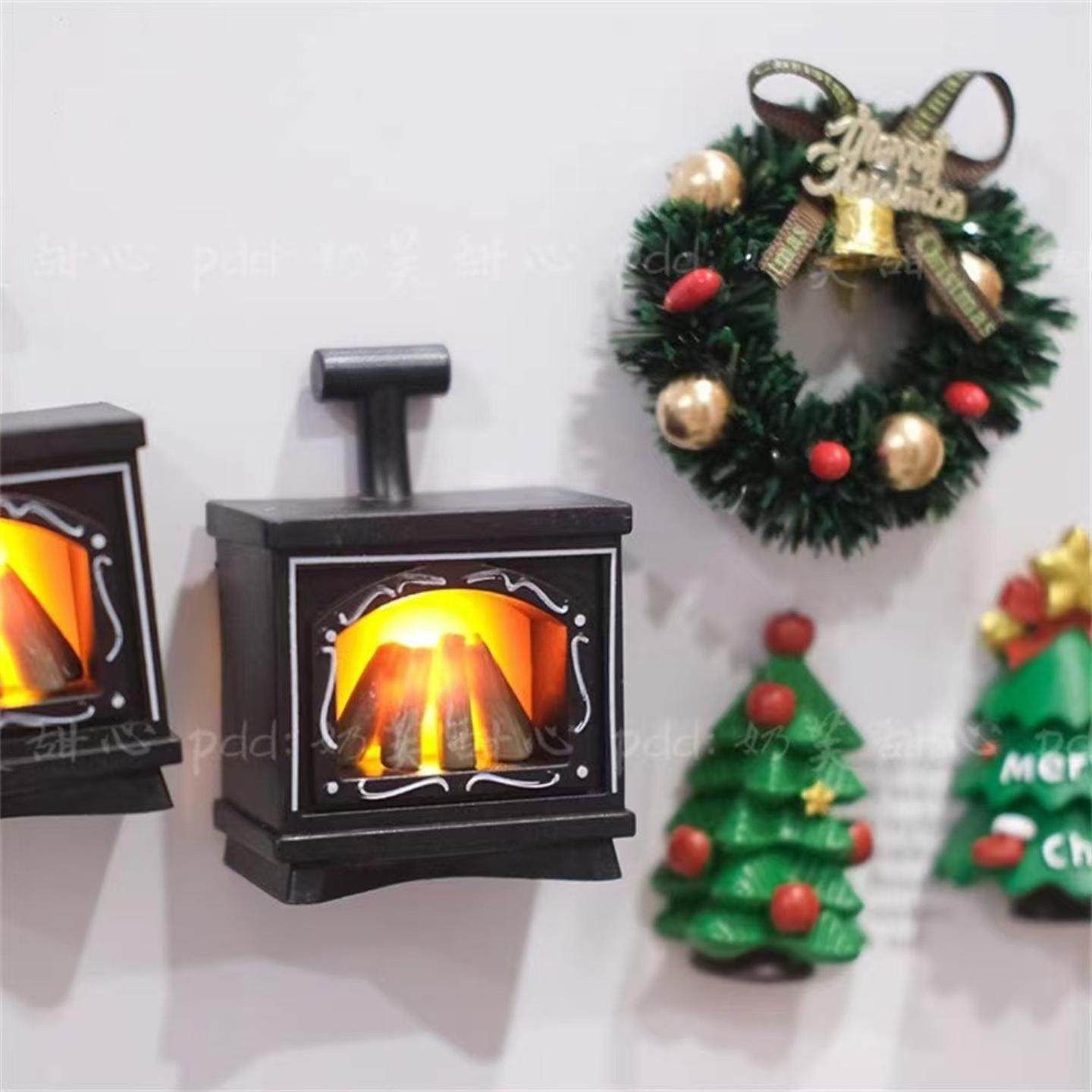 立体圣诞花环冰箱贴微景观场景小屋装饰磁性贴黑板,淘宝优惠券,粉丝福利购,淘宝优惠卷