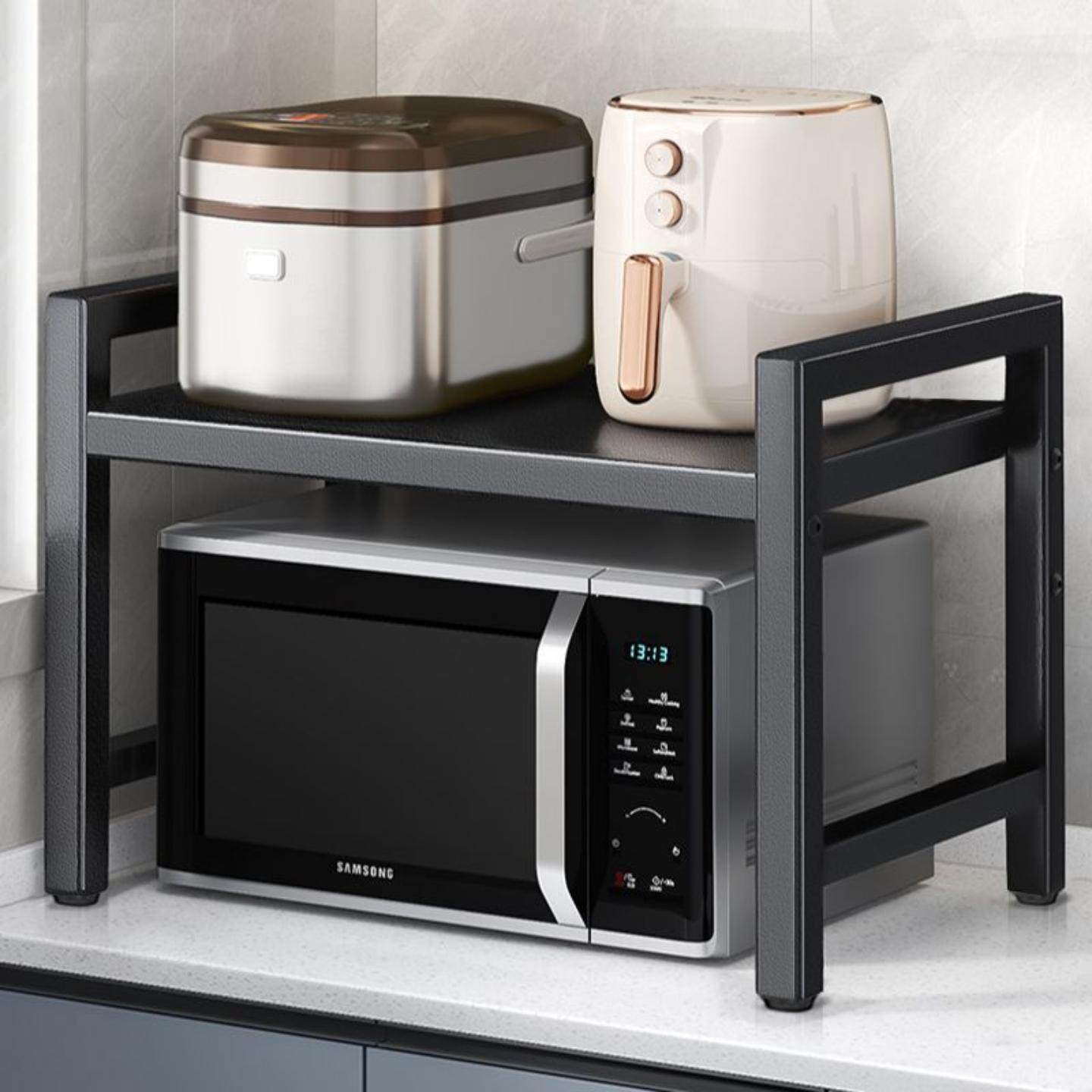 可伸缩厨房置物架微波炉烤箱架子家用电饭锅双层台面桌面收纳支架,淘宝优惠券,粉丝福利购,淘宝优惠卷