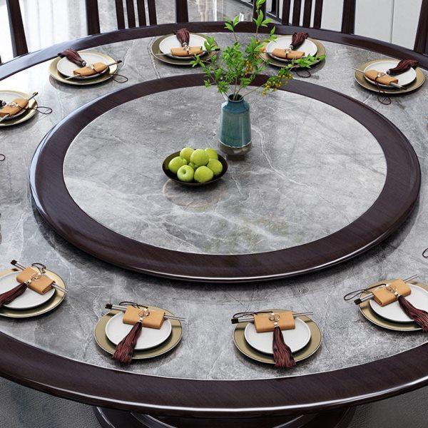 圆形大理石餐桌新中式实木圆桌家用岩板圆餐桌带电磁炉简约大圆桌,淘宝优惠券,粉丝福利购,淘宝优惠卷