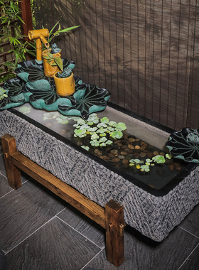 新中式流水摆件户外阳台家居室内创意招财鱼池庭院装饰大鱼缸水景