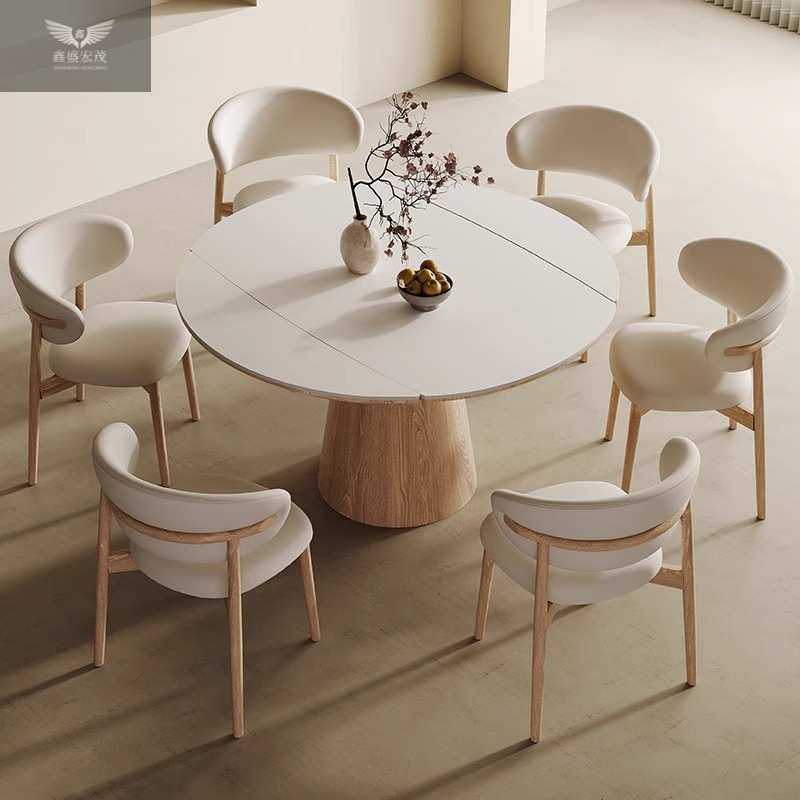 北欧实木岩板餐桌可伸缩折叠家用大小户型饭桌方圆两用餐桌椅组合,淘宝优惠券,粉丝福利购,淘宝优惠卷