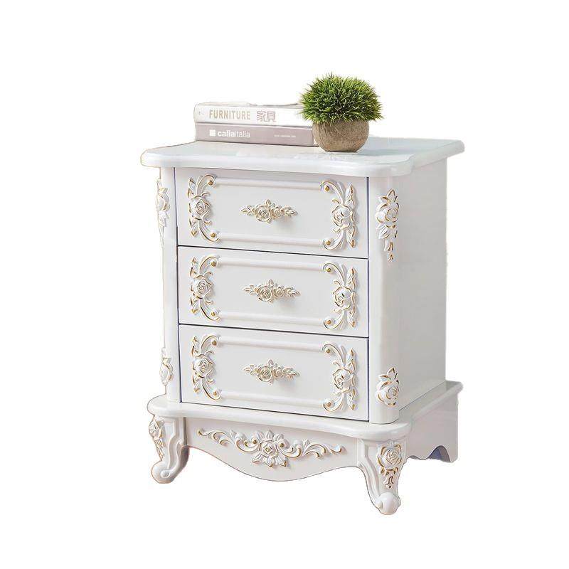 欧式床头柜烤漆床头柜欧美风奶油色雕花描金卧室收纳床边柜大容量,淘宝优惠券,粉丝福利购,淘宝优惠卷