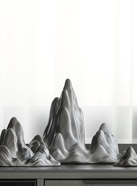 陶瓷假山摆件微景观水族鱼缸造景创意玄关茶桌装饰品禅意笔架摆设