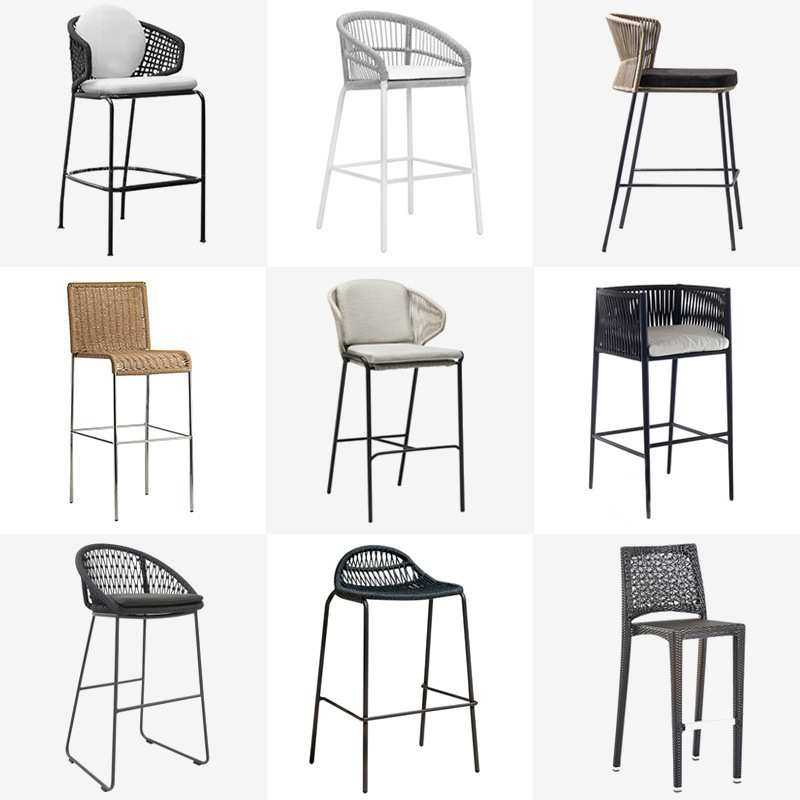 北欧户外藤编吧椅酒吧高脚凳民宿靠背高脚桌椅露天餐厅藤编吧台椅,淘宝优惠券,粉丝福利购,淘宝优惠卷