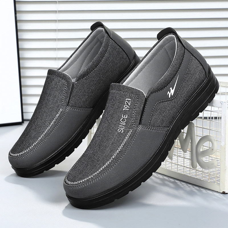 双星秋季新款黑布鞋男透气男鞋休闲舒适中老年爸爸鞋单鞋一脚蹬,淘宝优惠券,粉丝福利购,淘宝优惠卷