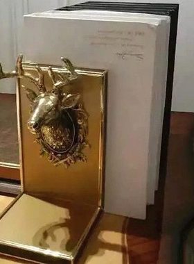 动物头书立书档梅花鹿头摆设工艺品书桌装饰品罗比罗丹家居礼品