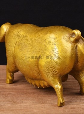 精工纯黄铜猪摆件生肖猪属相铜工艺品老母猪妈妈富贵猪大号守财猪