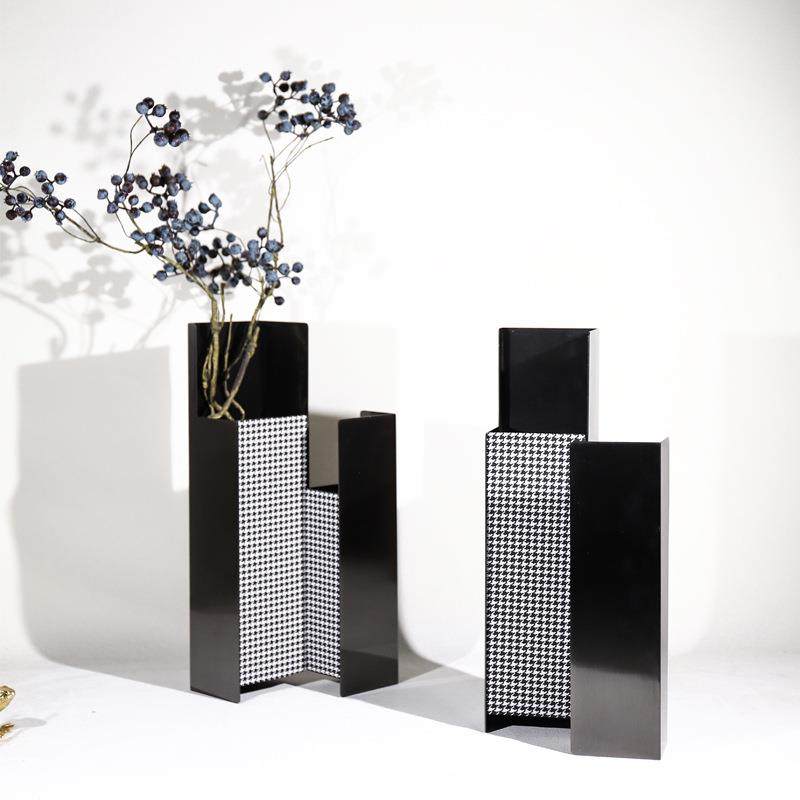 现代轻奢不锈钢皮革花瓶创意花器样板间家居客厅餐厅玄关装饰花器,淘宝优惠券,粉丝福利购,淘宝优惠卷