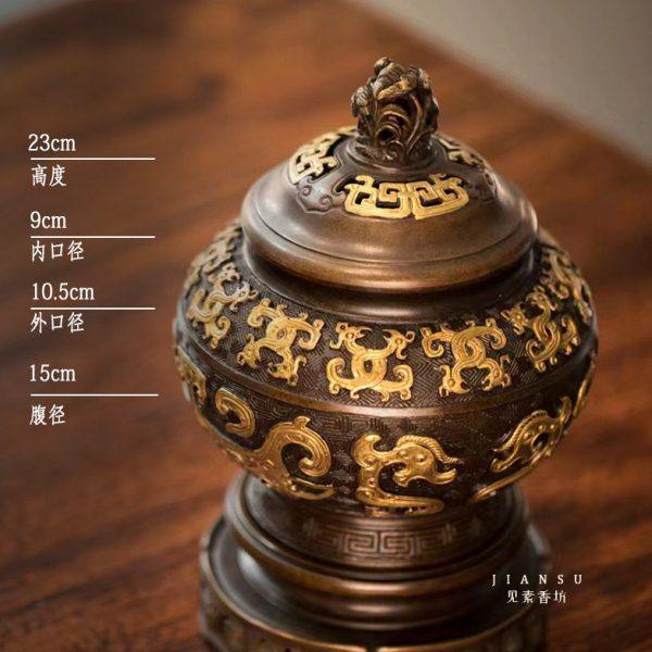 见素香坊 江东陈巧生制带座饕鬄纹钵盂熏炉 家居摆件铜香炉C472,淘宝优惠券,粉丝福利购,淘宝优惠卷