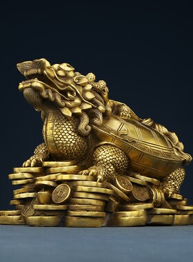 黄铜龙龟摆件家居玄关办公室母子龙头龟摆设工艺品礼品