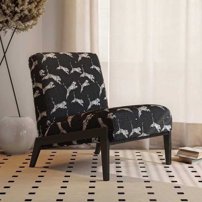 法式复古办公室单人沙发椅客厅阳台中古风设计师印花布艺休闲躺椅,淘宝优惠券,粉丝福利购,淘宝优惠卷