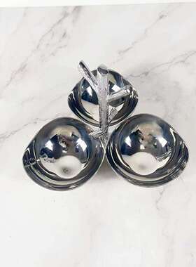 欧式不锈钢茶点盘创意水果盘家用茶几零食糖果点心干果碗小吃碟